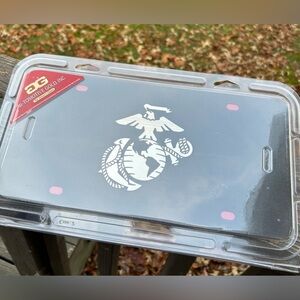 USMC MARINES License Plate Black and Silver EGA